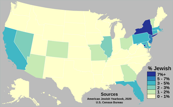 Distribution Of Jewish Americans In 2020