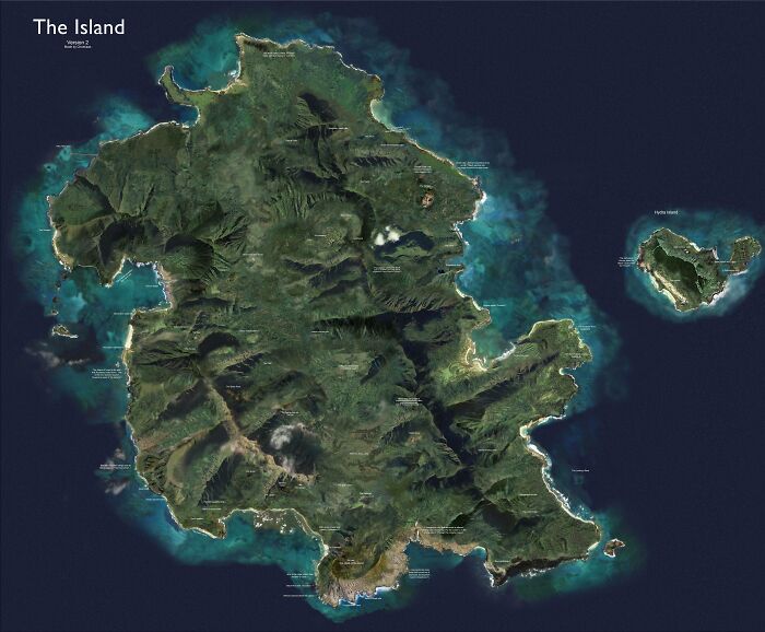 Satelitte Map Of The Island From The TV Show "Lost"