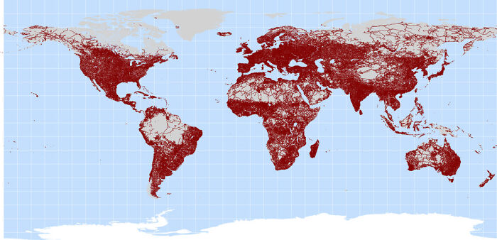 A Map Of All Of The World's Roads
