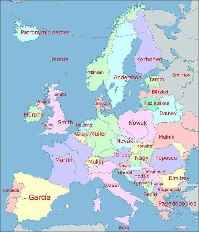 Apellidos más populares en Europa