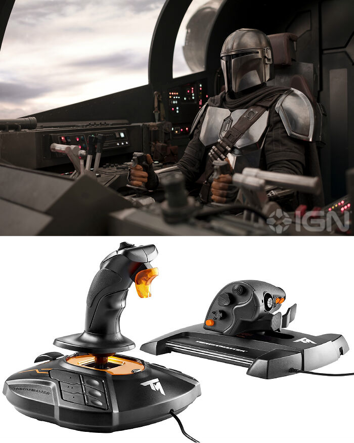 The Flight Sticks In The Razor Crest's Cockpit From The Mandalorian Are Thrustmaster T.16000m Fcses