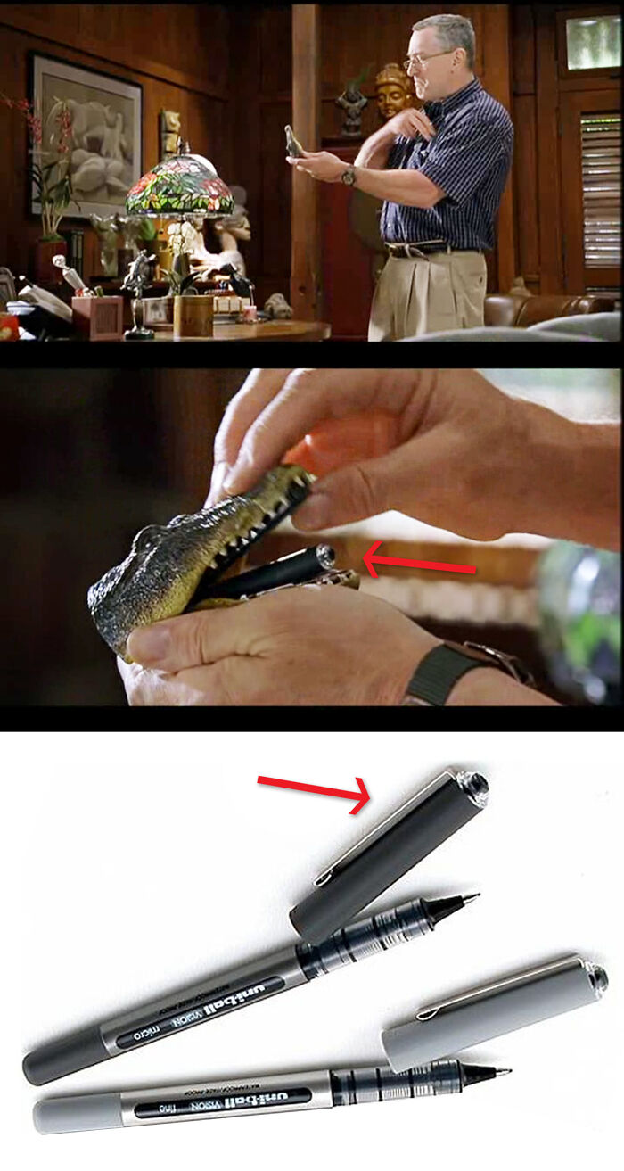 In Meet The Fockers (2004) The 'Nanny Cam' Used By Jack Is The Lid From A Uni-Ball Pen