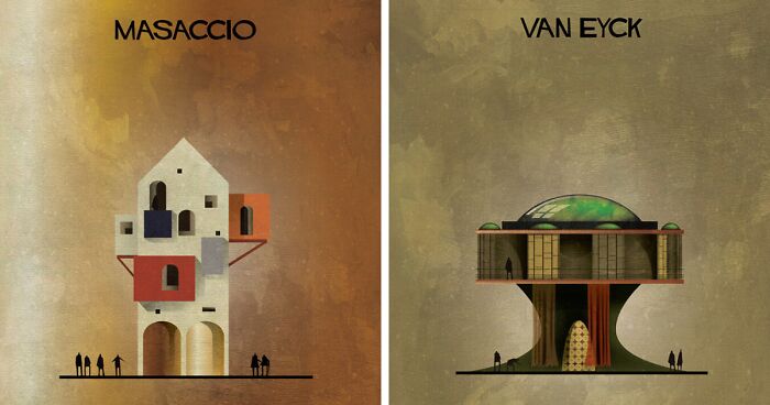 57 Spot-On Illustrations Of How Buildings Created By Famous Artists Would Look, By Federico Babina