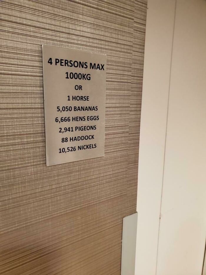 The Elevator Load Limit Sign In My Hotel