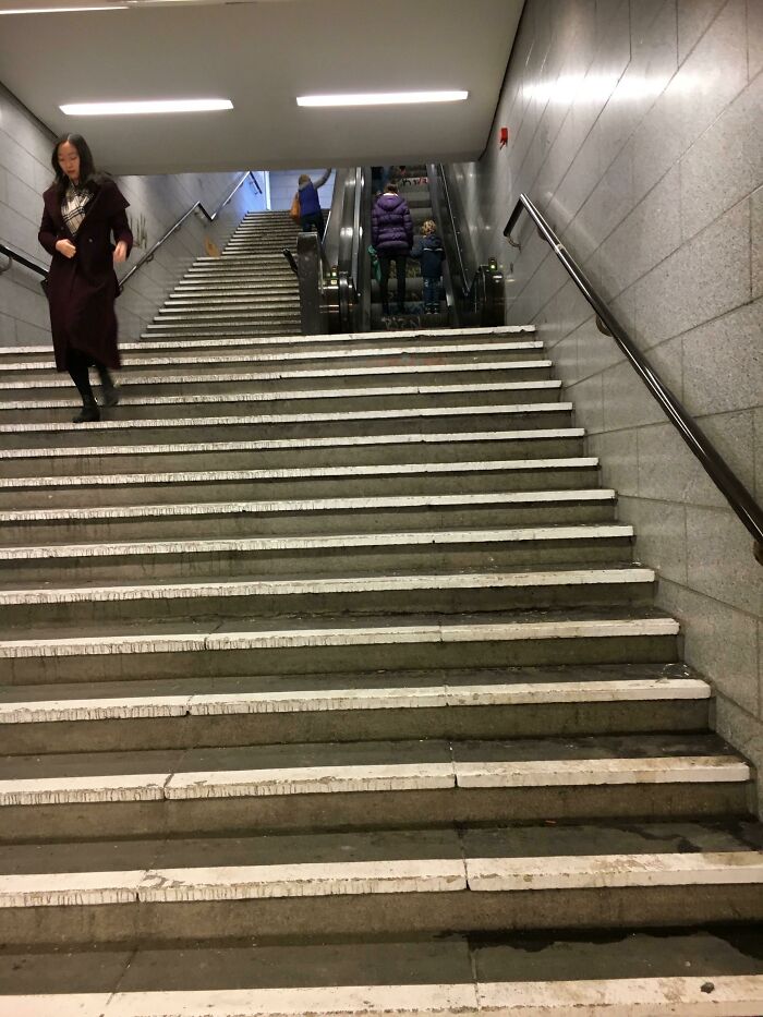 This Escalator Starts After The First Set Of Stairs