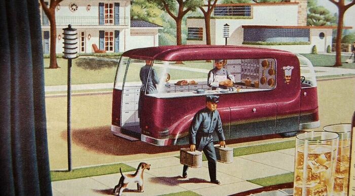 Visión de los años 40 sobre el futuro del reparto de comida