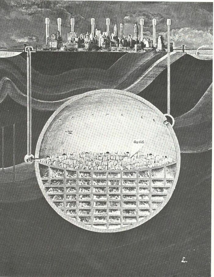 Ciudad subterránea a prueba de bombas nucleares bajo Manhattan, 1969 (Oscar Newman)