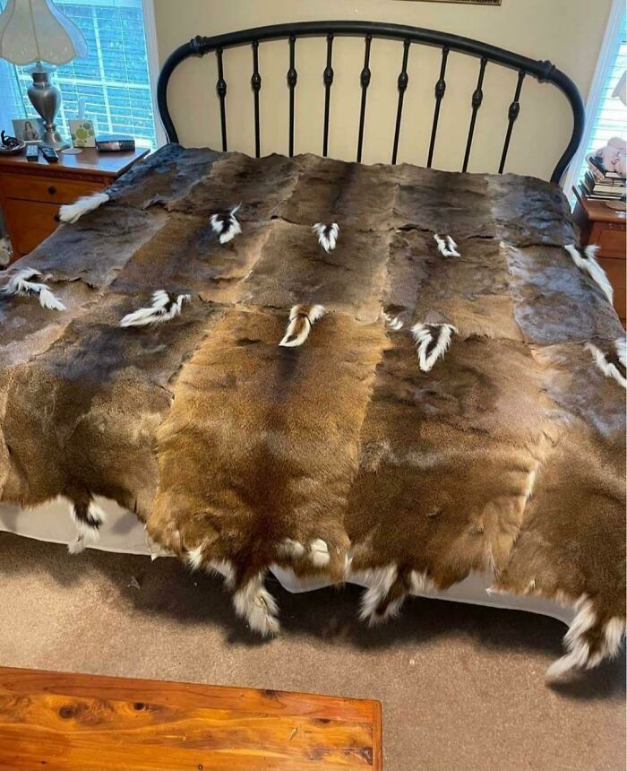 Handmade Deer Hide Bed Cover