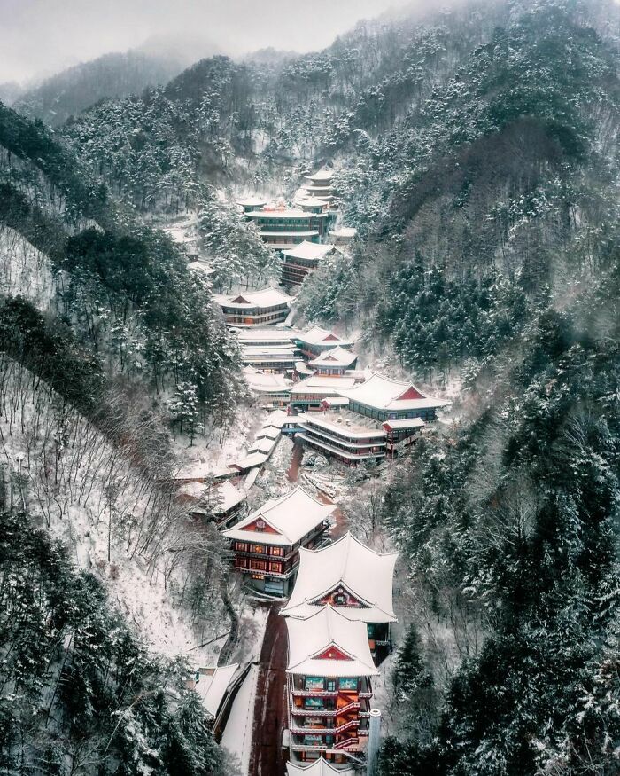 Guinsa Temple, A Buddhist Temple Complex In The Snow Covered Mountains Of Danyang County, North Chungcheong Province, South Korea
