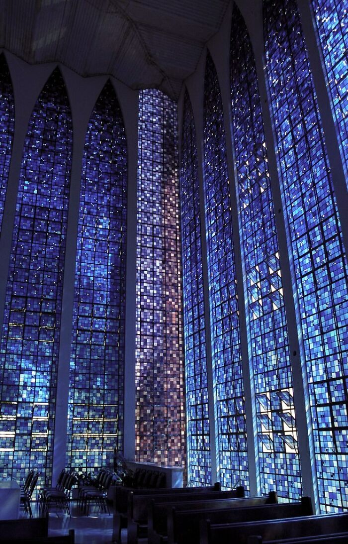 Windows Inside Dos Bosco Chapel- Brasilia, Brazil