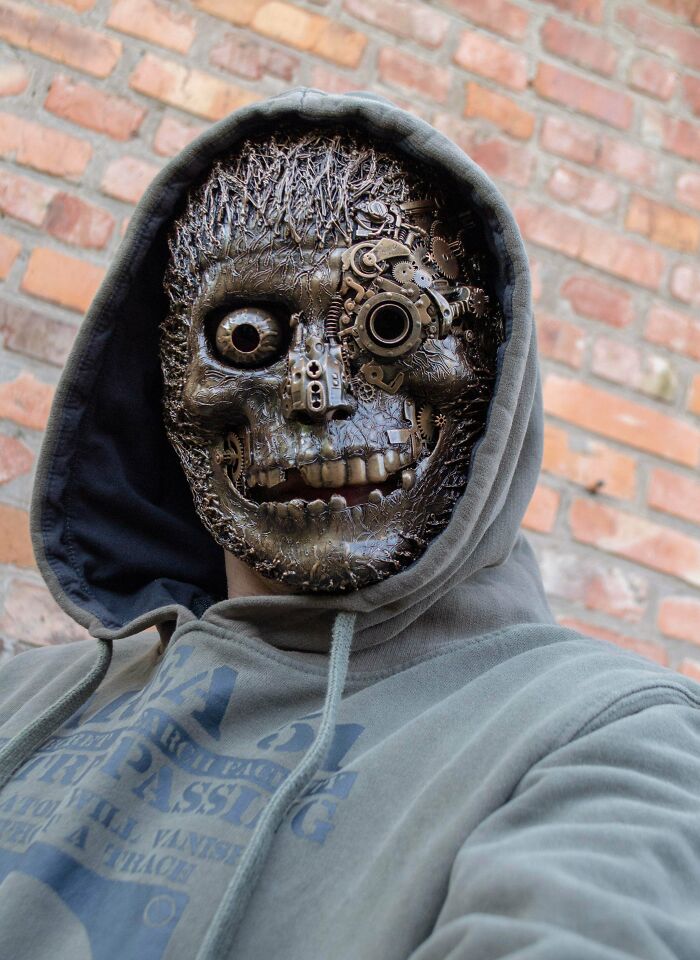 Hi! I Decorate Masks With Any Junk Bought At A Flea Market