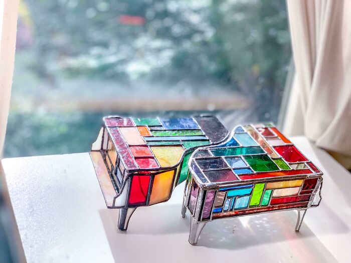 Made These Glass Piano Jewelry Boxes A Bit Ago In Support Of Pride!