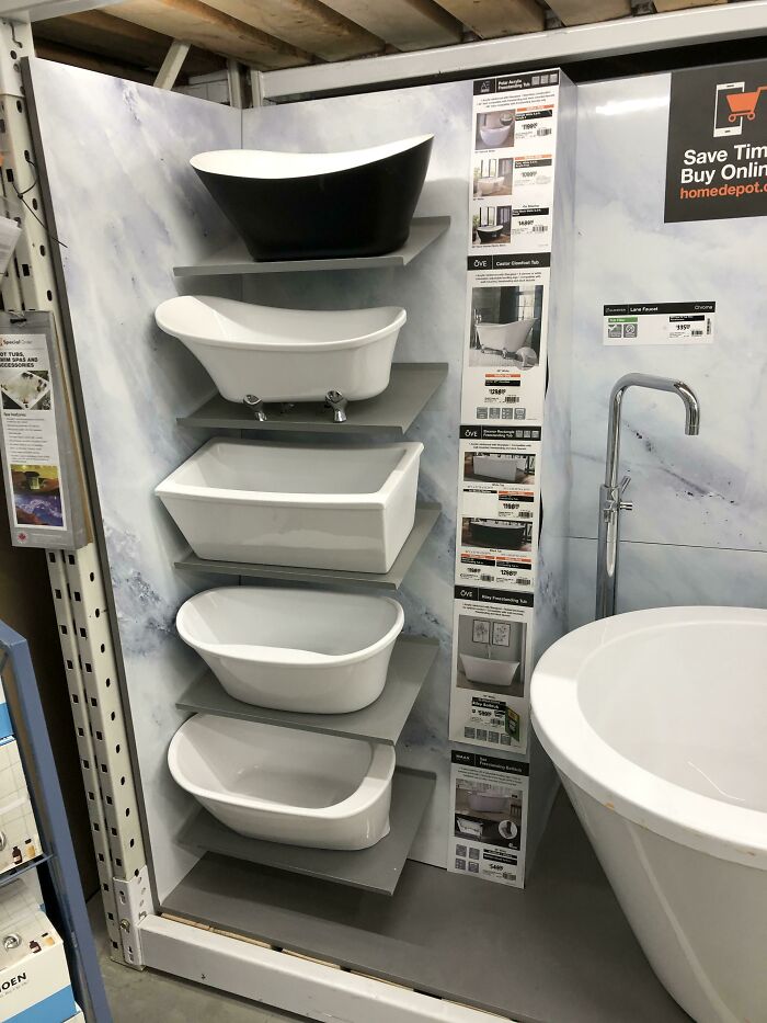 This Home Depot Has Little Mini Bathtubs For Display Purposes