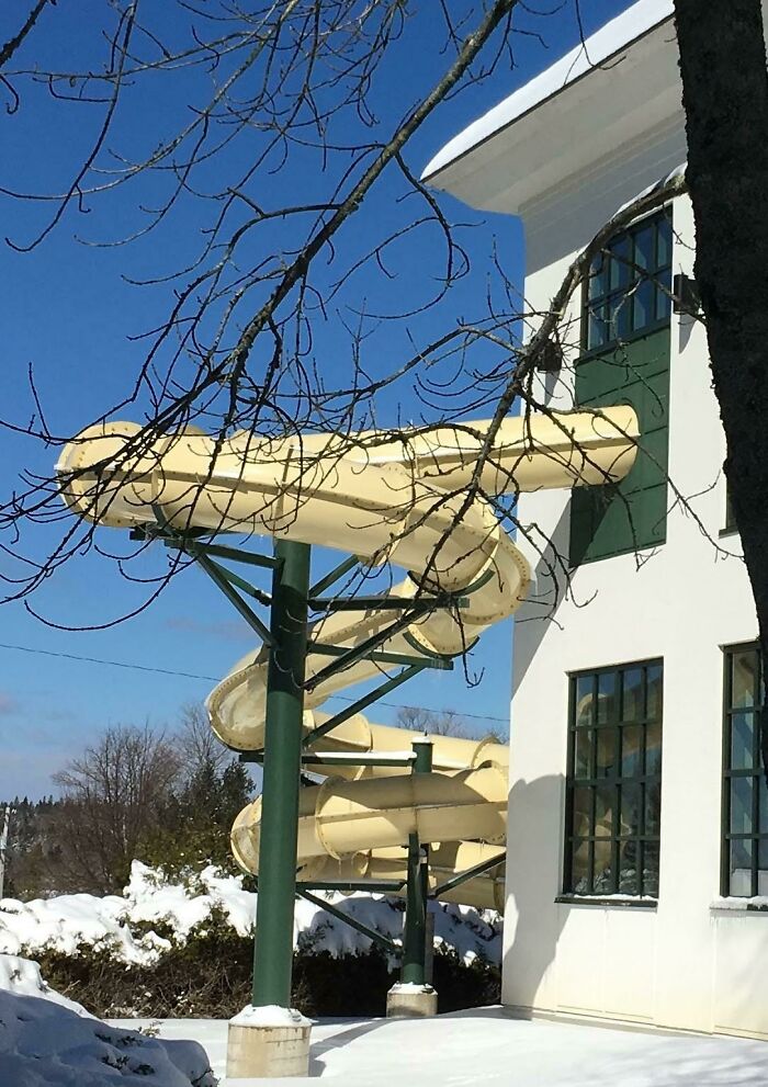 We Stayed At A Hotel With An Indoor Pool That Had An Outdoor Waterslide