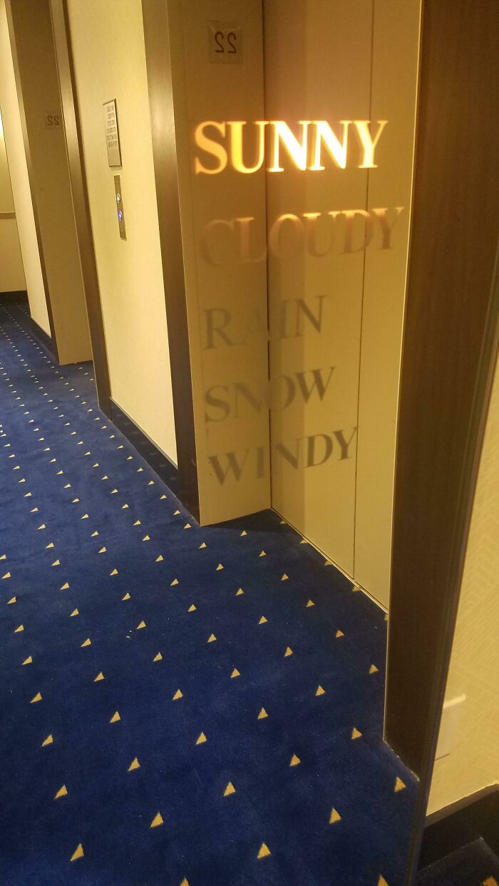 This Mirror At My Hotel Tells Guests The Current Weather Conditions
