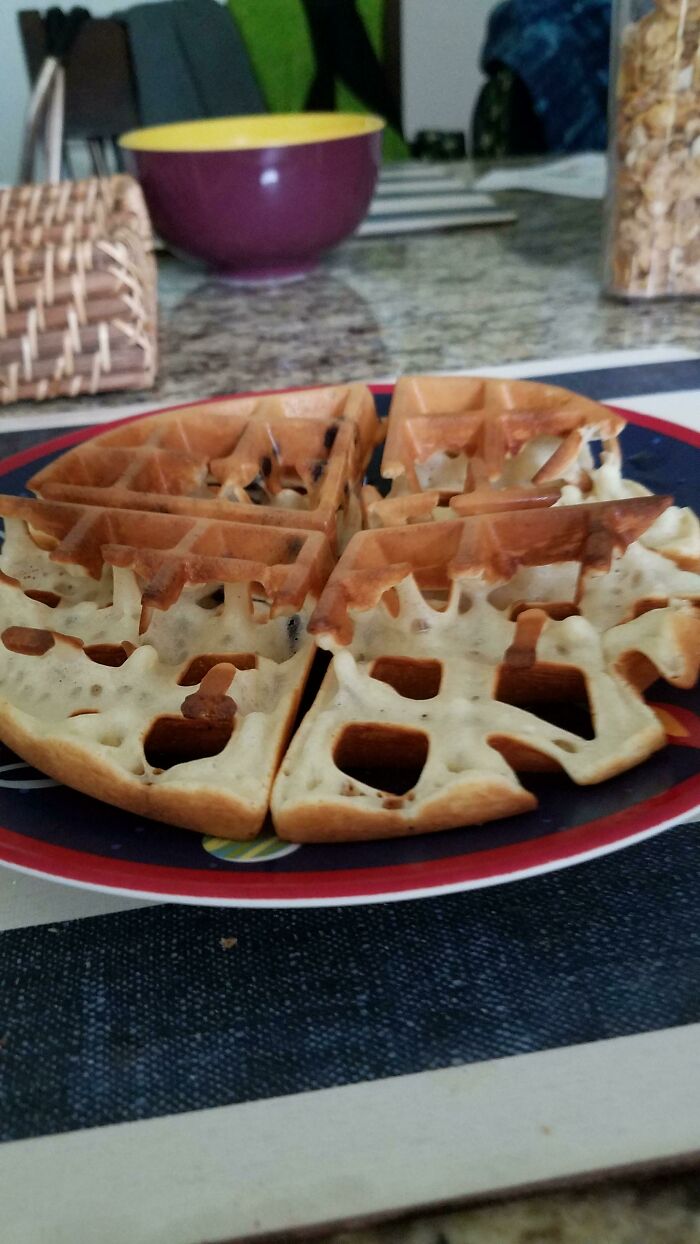 Didn't Have Enough Batter Left For A Full Waffle. Looks Like It Didn't Finish Rendering