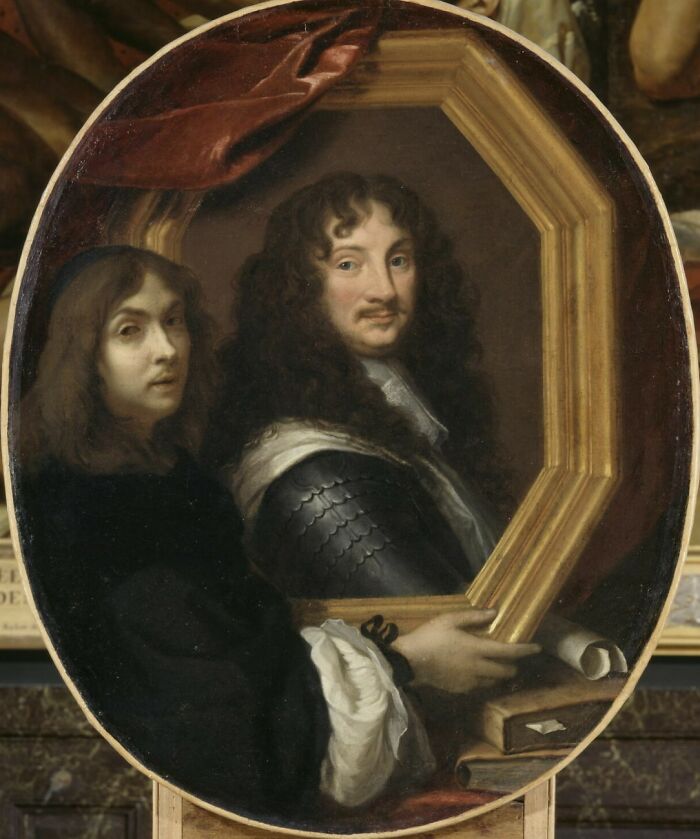 Presumed Portrait Of The Artist Presenting That Of A Soldier By Le Brun, Charles (1640 - 1660)
