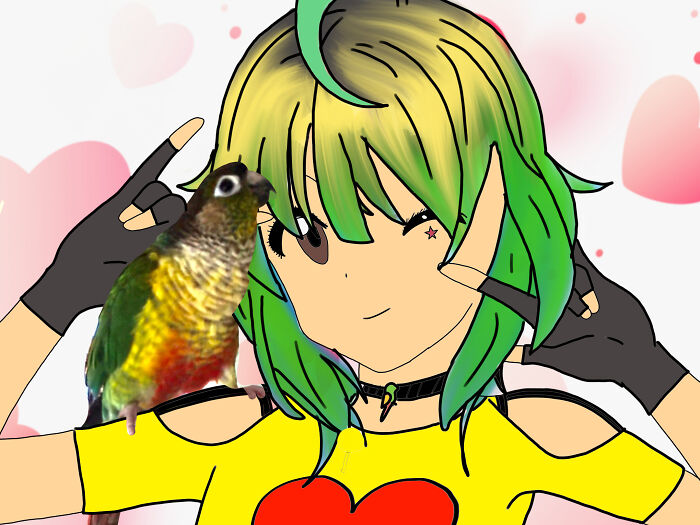 This Is Kiwi As A Human You Can See What Kiwi Looks Like On Her Shoulder