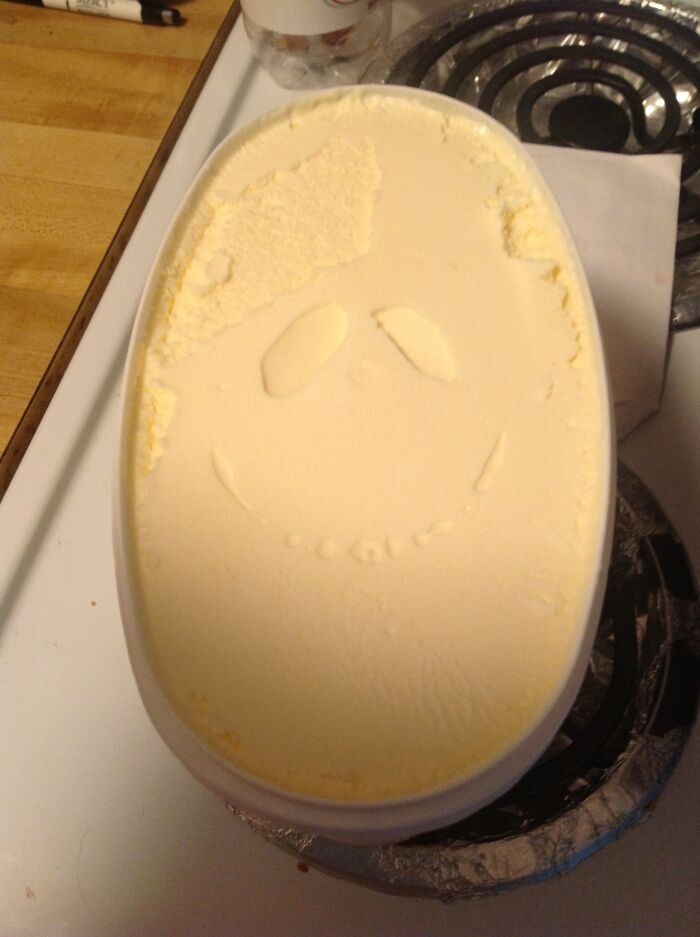 Opened Our Ice Cream And Found A Smiley Face Inside