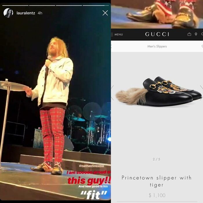 Hillsong Teaching Pastor Nathan Finochio Bringing It At #colourconf 2019 In Some Ferociously Fab Tiger Slides. Gucci Slipper $1,100