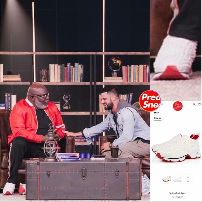 Pastor, Author And Filmmaker Td Jakes Choppin It Up With Pastor Steven Furtick In Some Spike Sock Red Bottoms. $1,295
