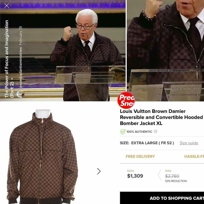 One Of The True Ogs, Pastor Jesse Duplantis Stayin Vv Dry In The Ultra-Classic Louis V Damier Bomber Jacket. $1,309