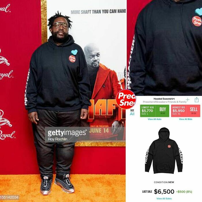 Preacher Of The Pocket, Questlove, Spotted At The Shaft Movie Premier Red Carpet Reppin It For The Family In The F&f Preachersnsneakers Hood.
for Those Who This Is #whooshing: The Price Is A Joke, Quest Got This 1of1 Exclusive From Us.