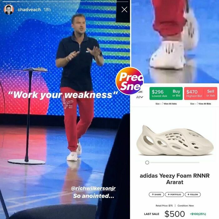 Pastor Rich In The Presidential Crocs. Yeezy Sneakers, $500
