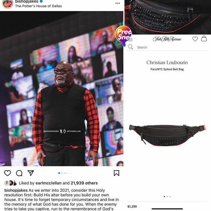 We’re One Week In And Bishop Td Jakes Has Already Secured The Bag To Secure A Bag. Christian Louboutin Belt Bag $1,250
