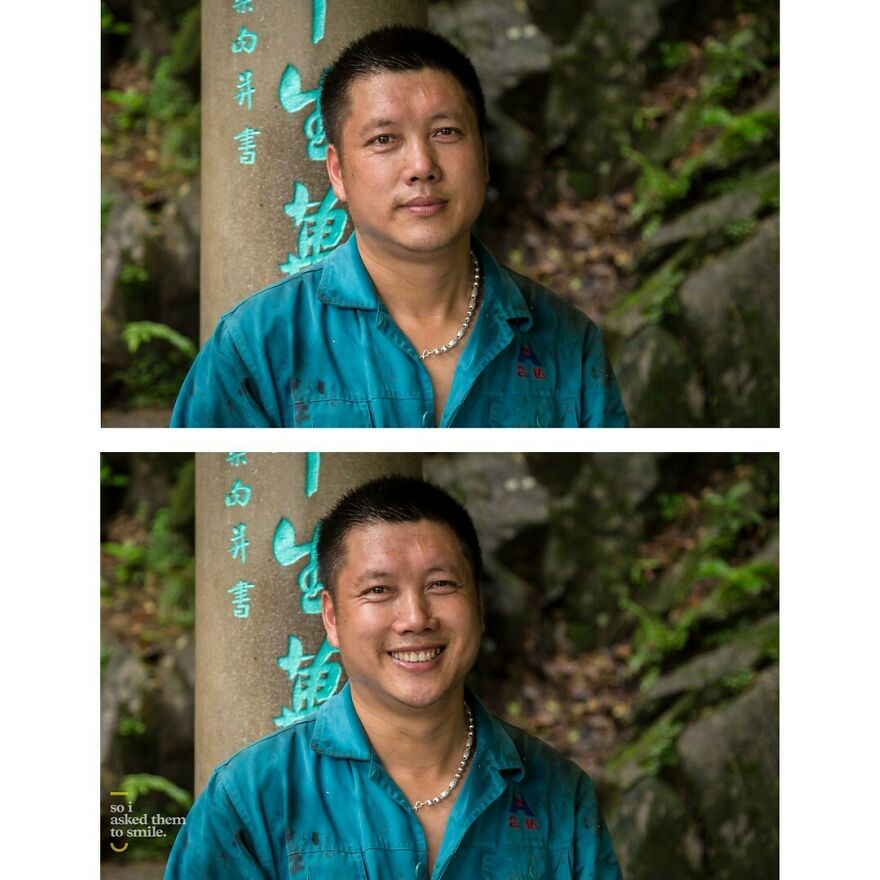 He Was Taking A Break From Cutting Wood One Morning, As We Wandered The Sacred Hill In Hangzhou In The Zhejiang Province Of China... So I Asked Him To Smile