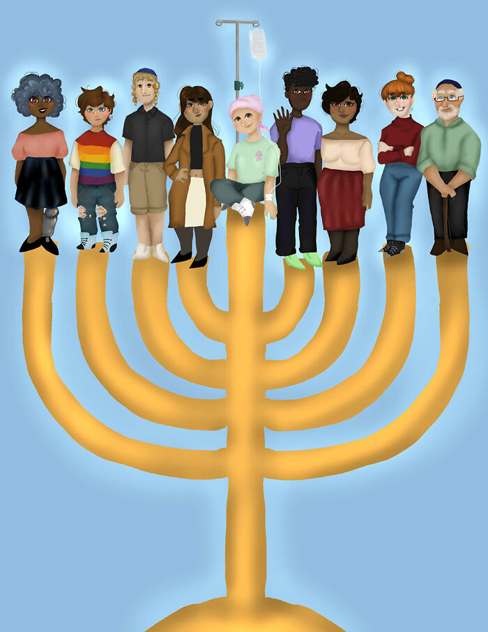 I Drew This For An Art Contest For A Jewish Magazine/Newspaper In My Area, And I Won The ~grand Prize~!! The Title Is "Hanukkah For All," And I Made It On Autodesk Sketchbook!