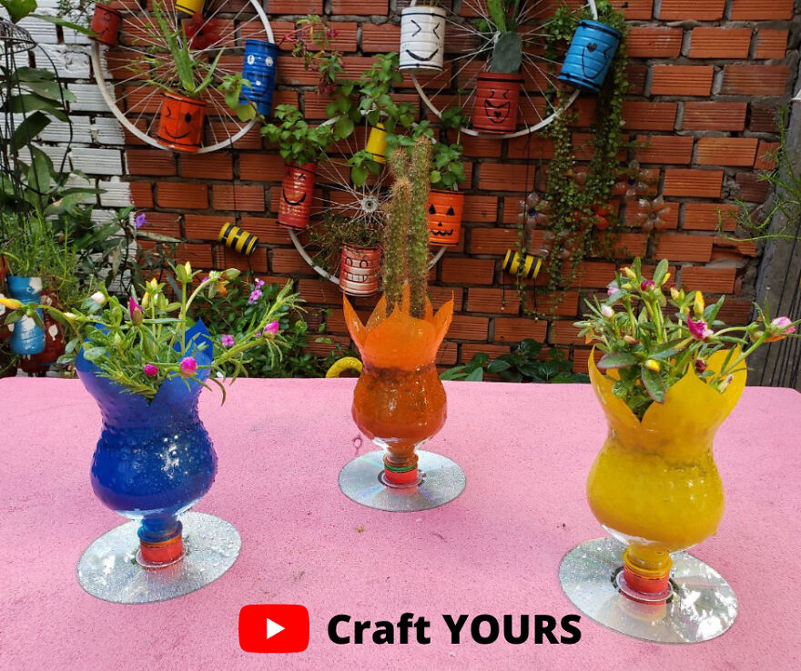 Crazy Tip To Reuse Plastic Bottle And Dvd Into Flower Pot | Craft Yours