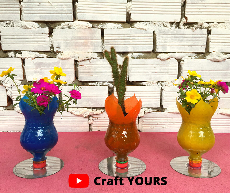 Crazy Tip To Reuse Plastic Bottle And Dvd Into Flower Pot | Craft Yours
