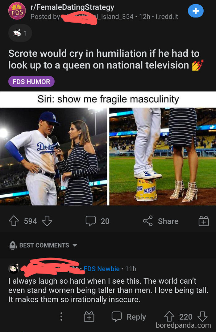 Female Dating Strategy Man... They're Calling This Fragile Masculinity, Not Knowing That He Was Knowingly Doing That To Make Fun Of His Own Height