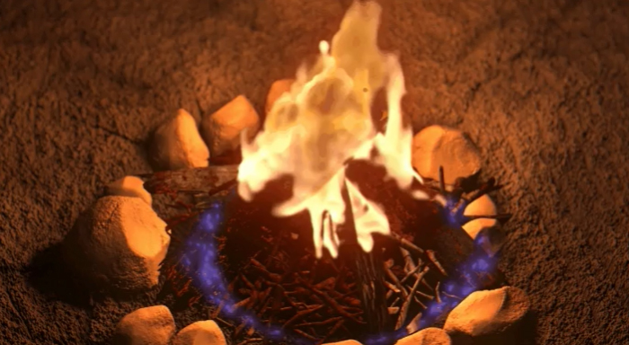 En Los Increíbles, Violeta se esfuerza por generar un campo de fuerza alrededor de una hoguera. El fuego parpadea cuando se le priva de oxígeno