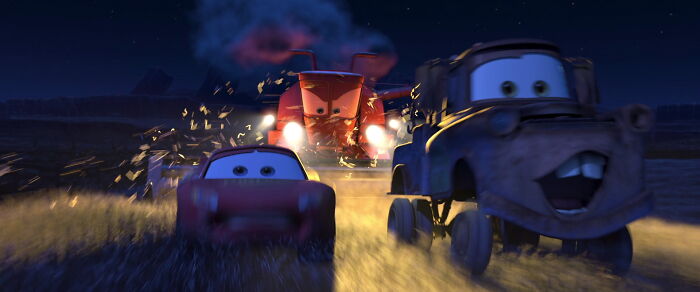 In Cars (2006), Lightning Mcqueen's Body Shakes Much More Than Mater's Because Mcqueen Is A Racecar With Firmer Suspension, Which Means The Bumpy Roads Make Him Shake More Aggressively Than Normal Cars That Have Softer Suspension