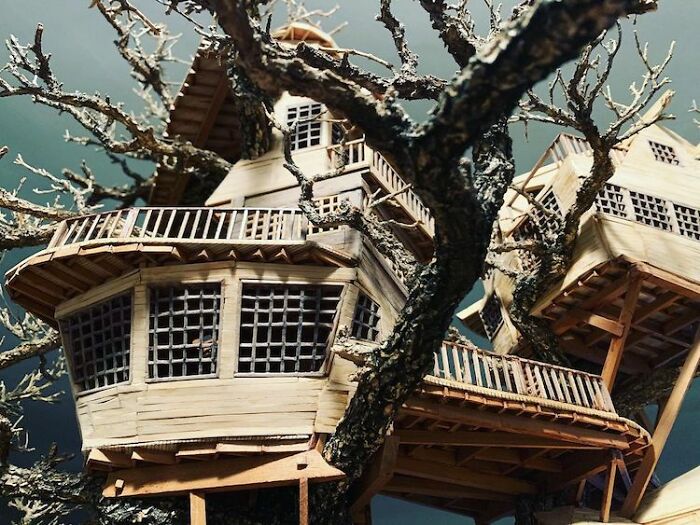 24 Photos Of Tiny Treehouses Handcrafted Within Bonsai Trees By The Late Dave Creek