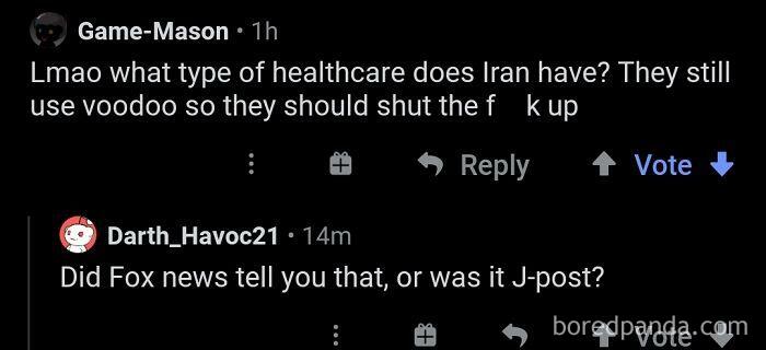 Lmao What Type Of Healthcare Does Iran Have? They Still Use Voodoo So They Should Shut The Hell Up