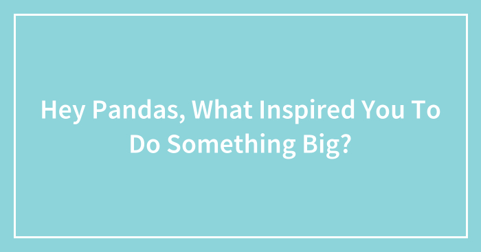 Hey Pandas, What Inspired You To Do Something Big? (Closed)