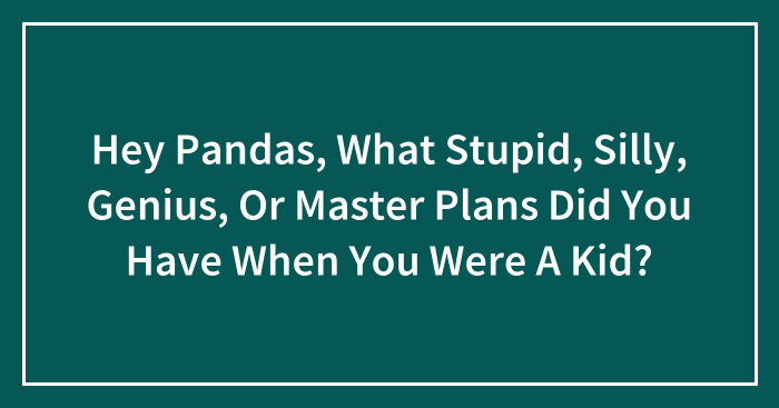 Hey Pandas, What Stupid, Silly, Genius, Or Master Plans Did You Have When You Were A Kid? (Closed)