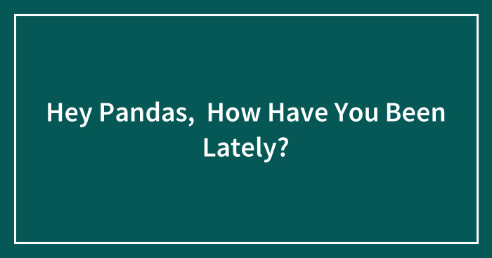 Hey Pandas, How Have You Been Lately? (Closed)
