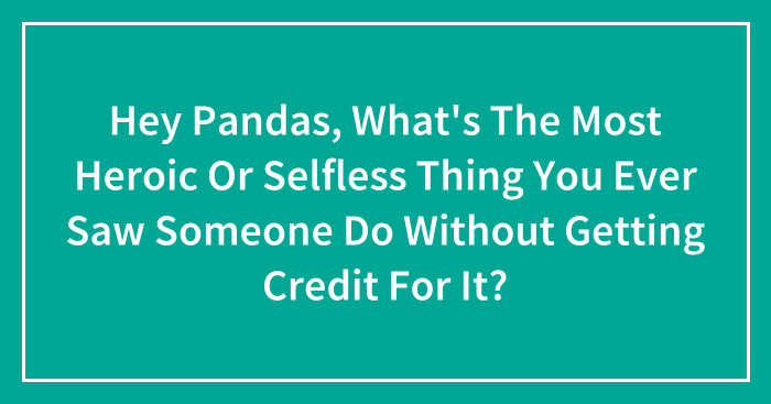 Hey Pandas, What’s The Most Heroic Or Selfless Thing You Ever Saw Someone Do Without Getting Credit For It? (Closed)
