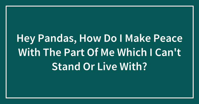 Hey Pandas, How Do I Make Peace With The Part Of Me Which I Can’t Stand Or Live With? (Closed)