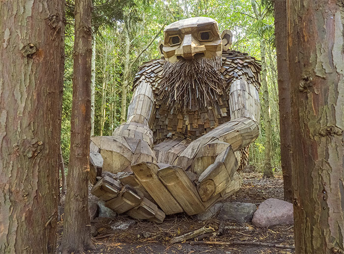 I Hid 10 Giant Troll Sculptures That I Made From Recycled Wood During Quarantine In The Wilderness Of Denmark