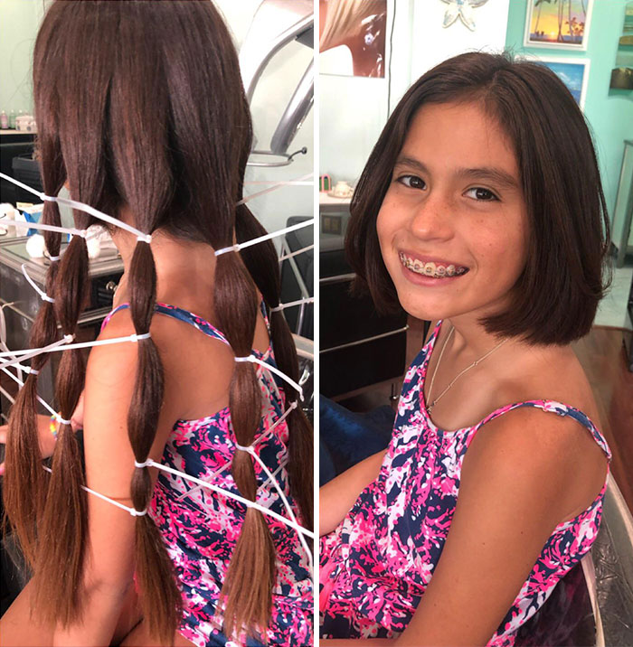 Mi hija donó 30 centímetros de su cabello, que dejó crecer para Pelucas para niños (Wigs for Kids)