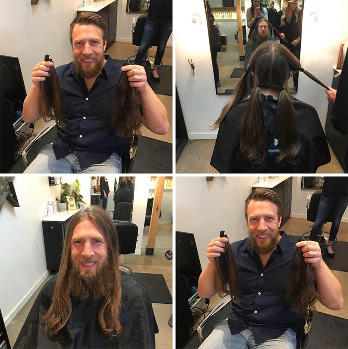 Days Before His Initial Retirement, Wrestler Daniel Bryan Had His Infamous Hair And Beard Cut Then Donated The Clippings To Charity That Uses Real Hair In Wigs For Children