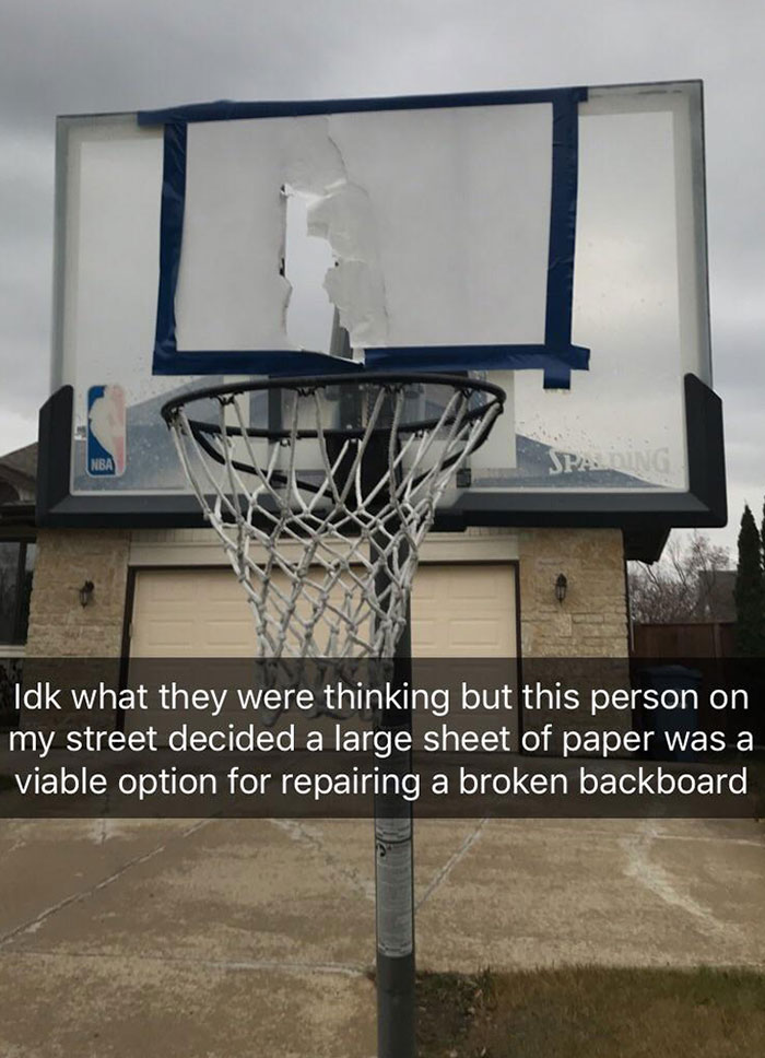 A Backboard “Fix” Done By One Of My Neighbors
