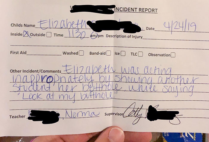  The Incident Report My Buddy Got From His Daughter's Daycare