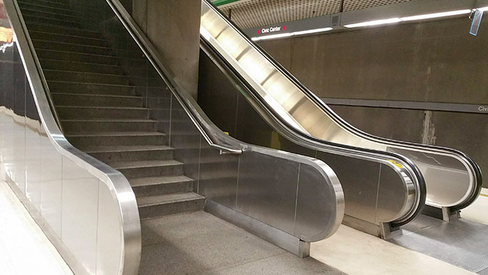 The Los Angeles Subway Designed Their Stairs To Look Like Escalators. You Don't Notice Until You Turn The Corner