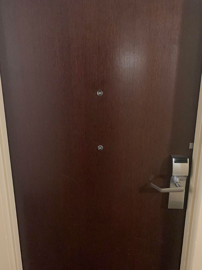 Hotel Door Room Was Changed Today For People Who Uses A Wheelchair With A Lower Peephole